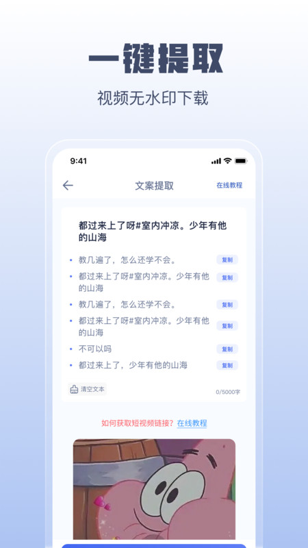 闪电文案提取软件截图