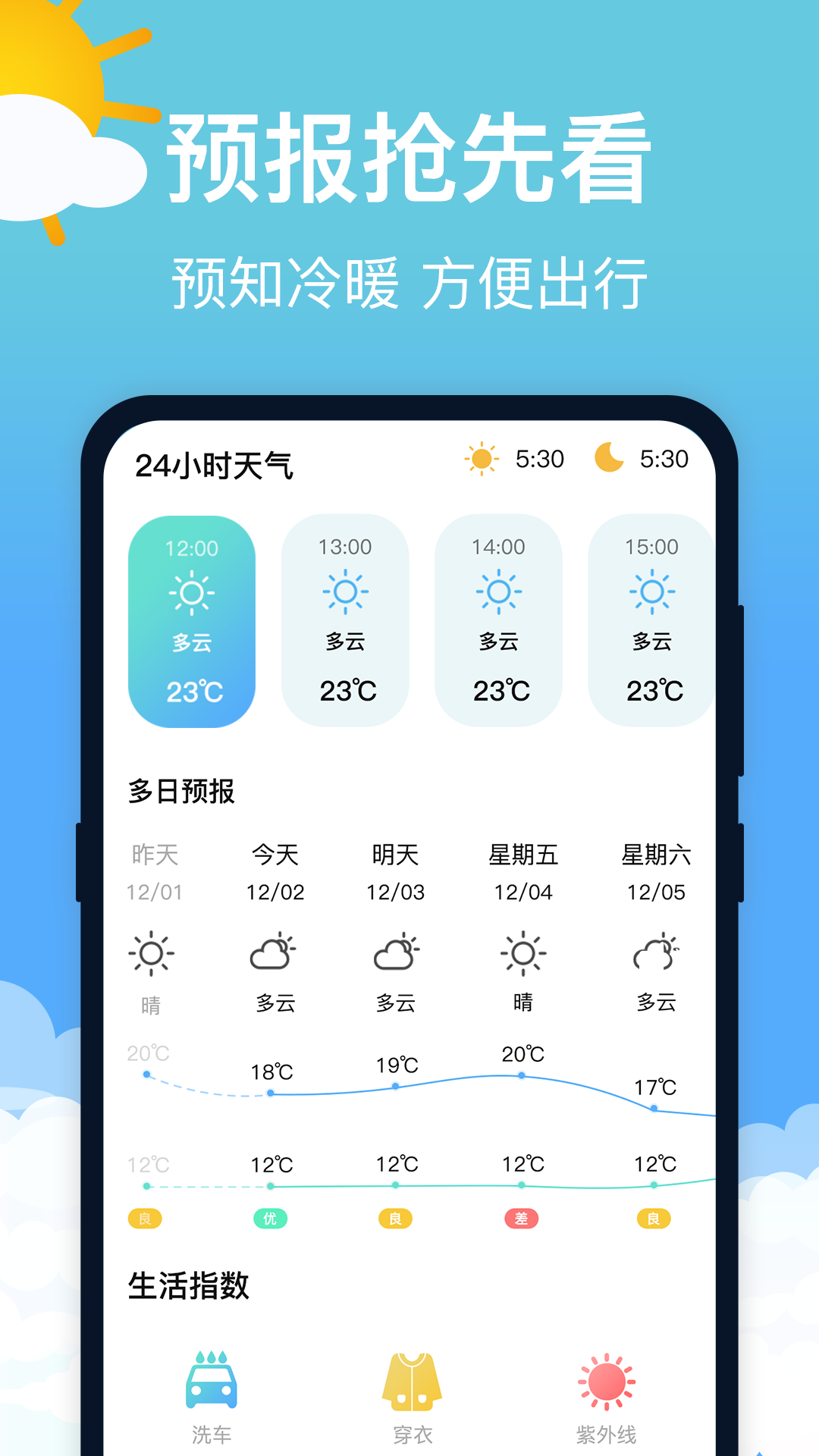 萌兔天气预报软件截图