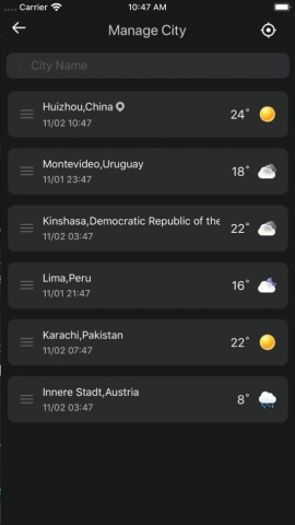 实时天气预报软件截图